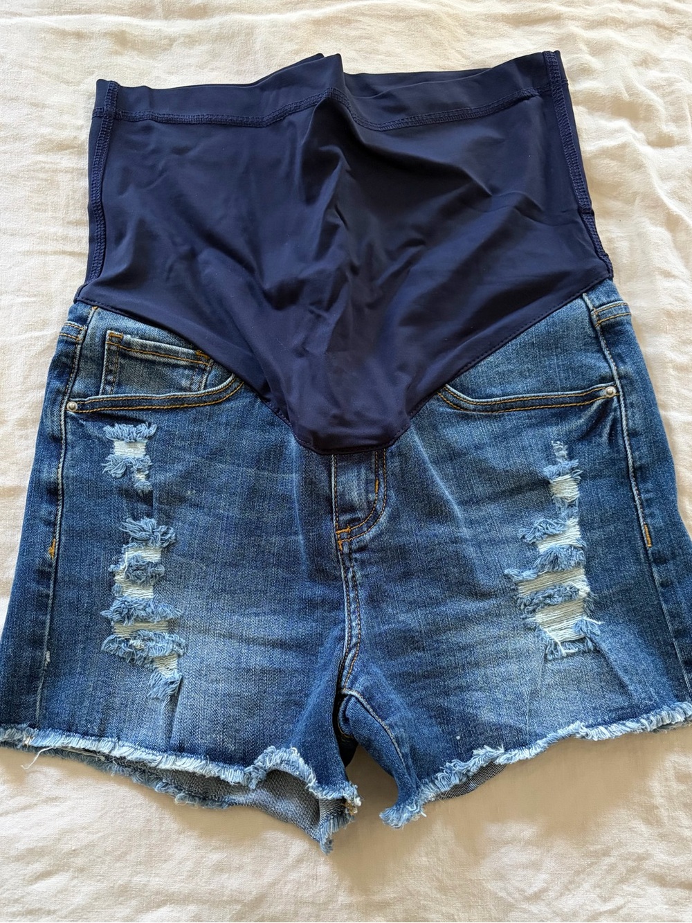 NWT Pinkblush Maternity Panel Distressed Denim Shorts